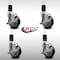 Service Caster 4'' SS Black Poly Swivel 1-5/8'' Expanding Stem Caster Set with Brake, 4PK SCC-SSEX20S414-PPUB-BLK-TLB-158-4 - alternate 4